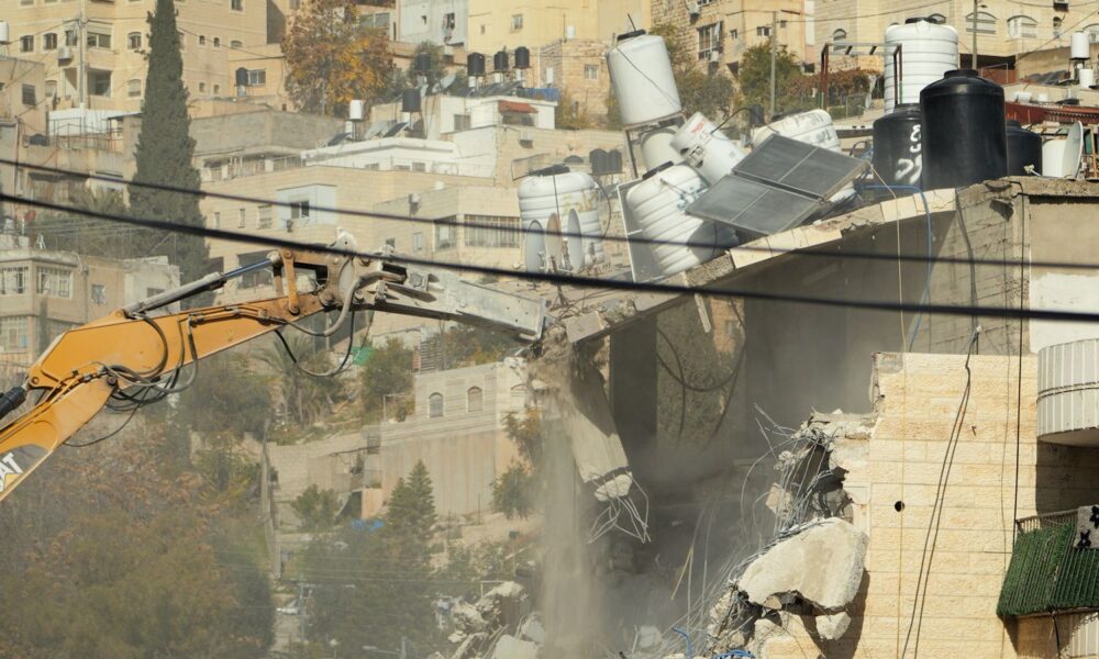 The demolition of a building in Silwan's Wadi Qaddom neighbourhood
