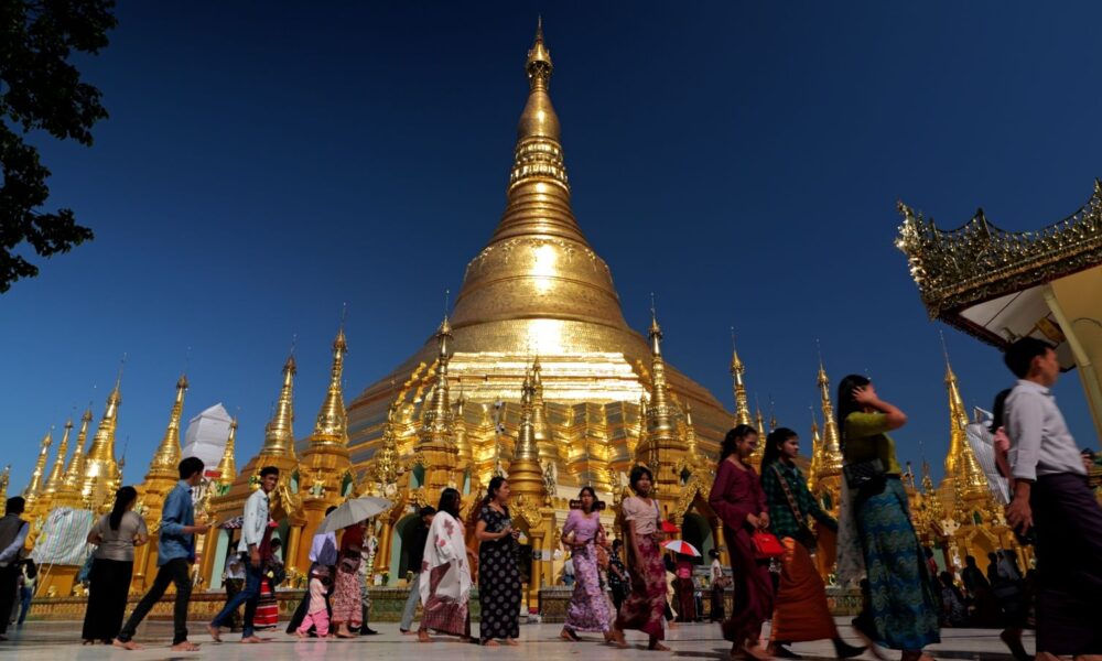 A peace pagoda in Yangon