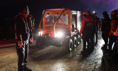 Turkish rescue teams search for the remains of the private jet. Pic: AP