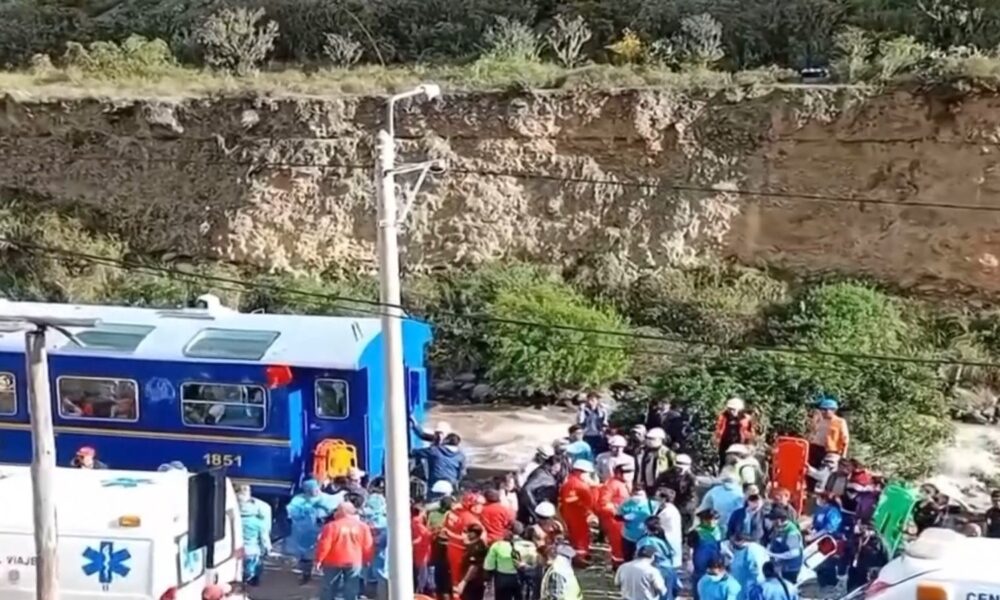 The scene of the crash on the railway to Machu Picchu. Pic: AP