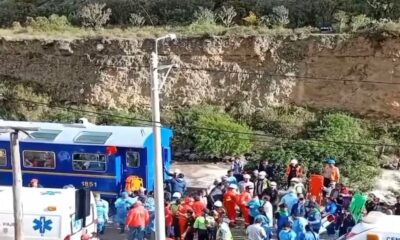 The scene of the crash on the railway to Machu Picchu. Pic: AP