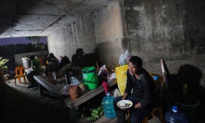 Thai residents inside a shelter in Buriram province, Thailand. Pic: AP