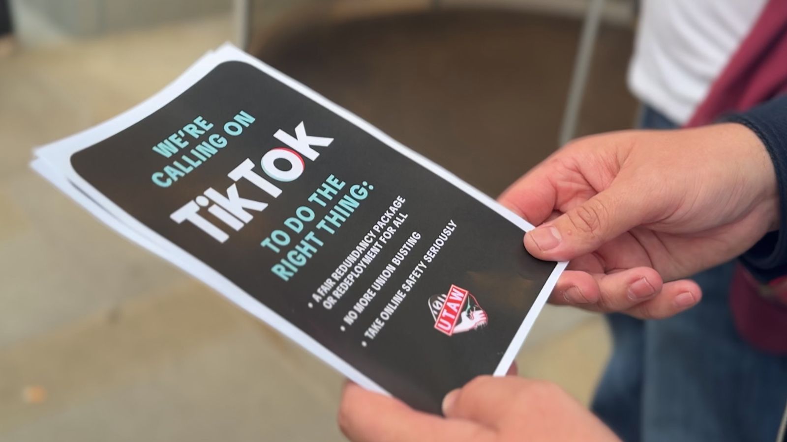 TikTok moderators protested outside the company's London headquarters over moderator redundancies