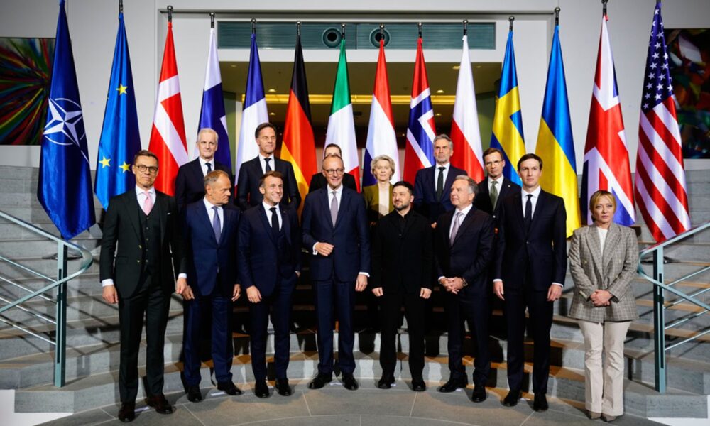 European, US and Ukrainian officials convened in the chancellery in Berlin. Pic: AP