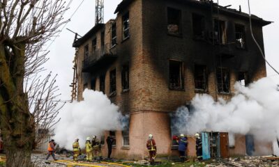 Destruction in the Ukrainian town of Fastiv after Russian strikes. Pic: Reuters