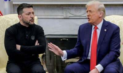 Donald Trump meeting with Ukrainian President Volodymyr Zelenskyy at the White House in February. Pic: Reuters