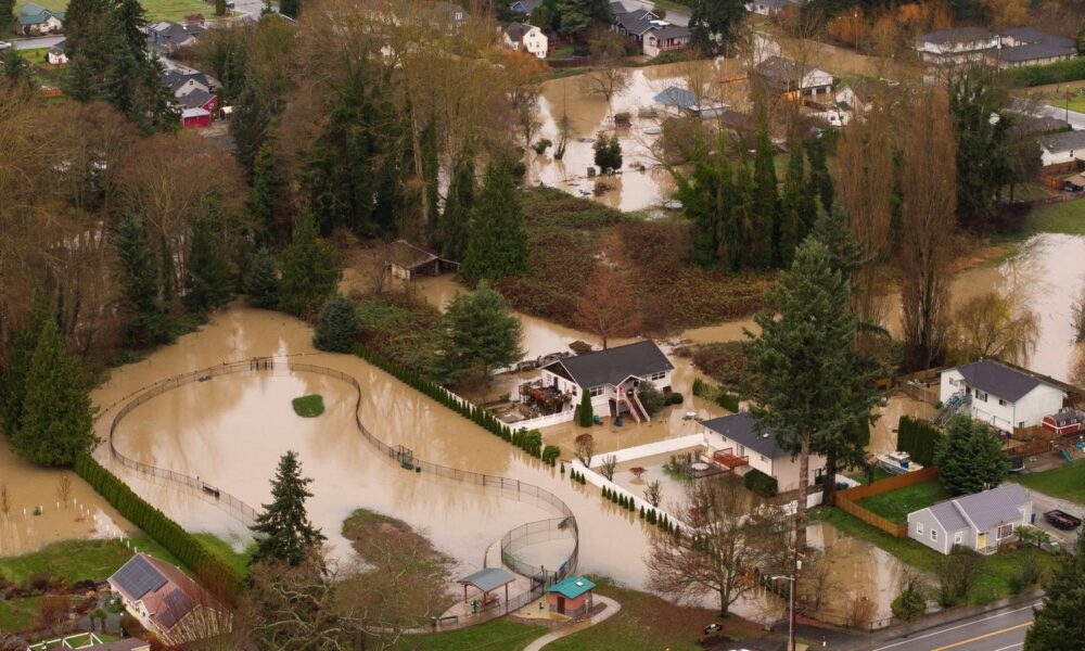 A flooded neighbourhood in Burlington, Washington. Pic: Reuters