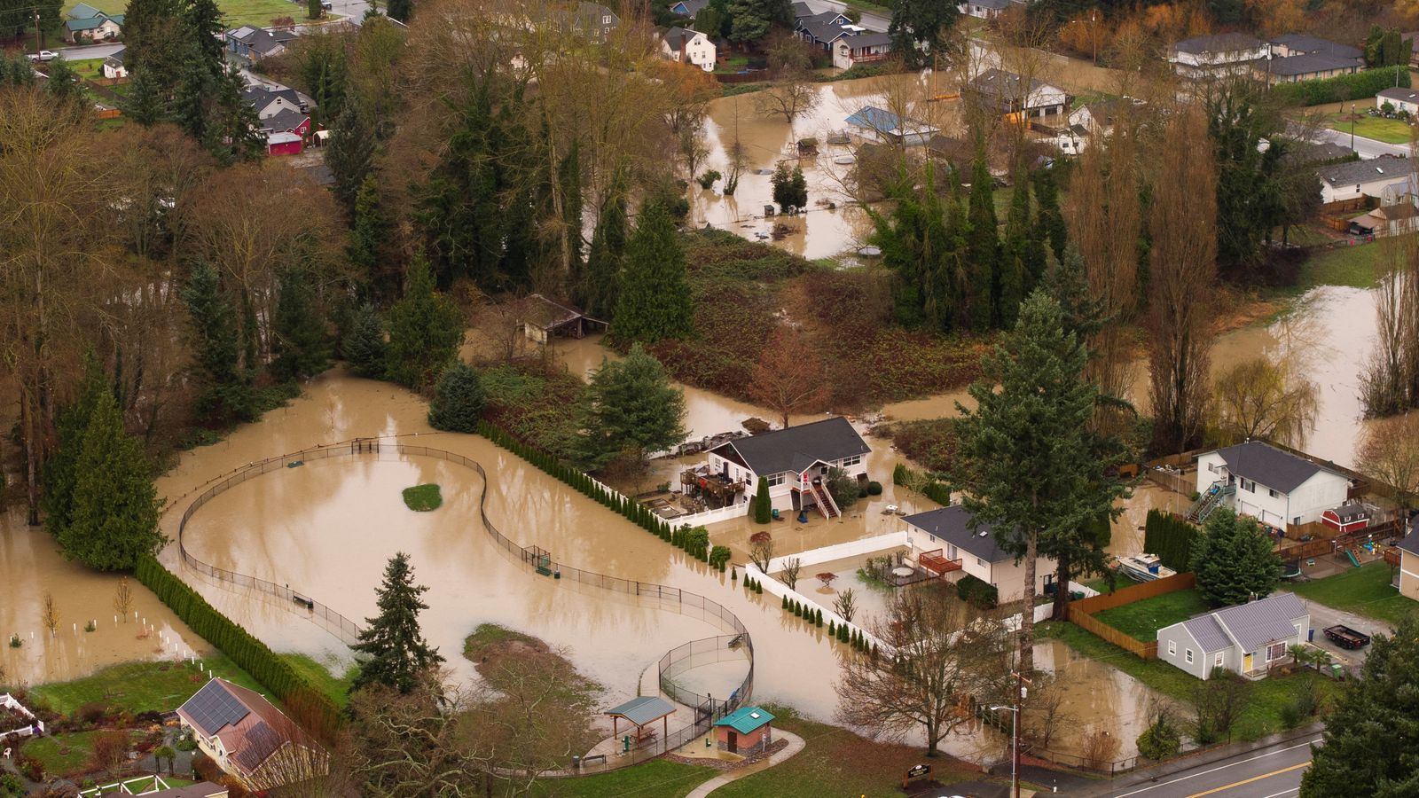 A flooded neighbourhood in Burlington, Washington. Pic: Reuters
