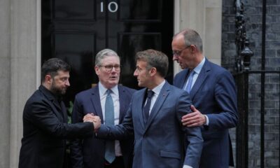 The four leaders gathered at Downing Street. Pic: AP