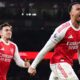 Arsenal's Gabriel celebrates scoring early in the second half