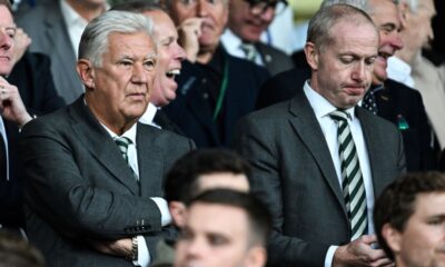 Celtic fans were heard chanting against the club's board, including Peter Lawwell (L) and Michael Nicholson (R)