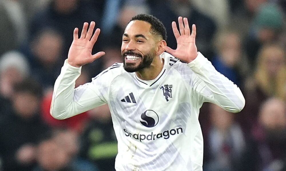 Matheus Cunha celebrates his leveller for Man Utd