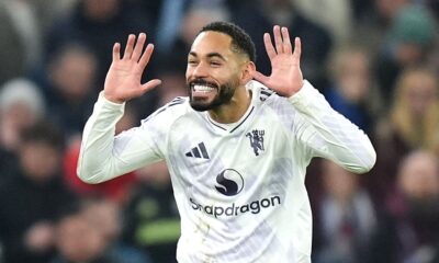 Matheus Cunha celebrates his leveller for Man Utd