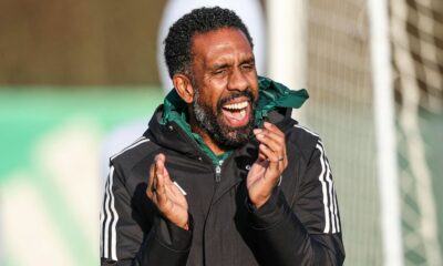 GLASGOW, SCOTLAND - DECEMBER 12: Celtic Manager Wilfried Nancy during a Celtic training session at Lennoxtown Training Centre, on December 12, 2025, in Glasgow, Scotland. (Photo by Craig Williamson / SNS Group)