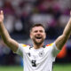 Niclas Fullkrug of Germany celebrates as he acknowledges the fans after the UEFA EURO 2024 group stage match between Switzerland and Germany at Frankfurt Arena on June 23, 2024 in Frankfurt am Main, Germany. (Photo by Alexander Hassenstein/Getty Images)