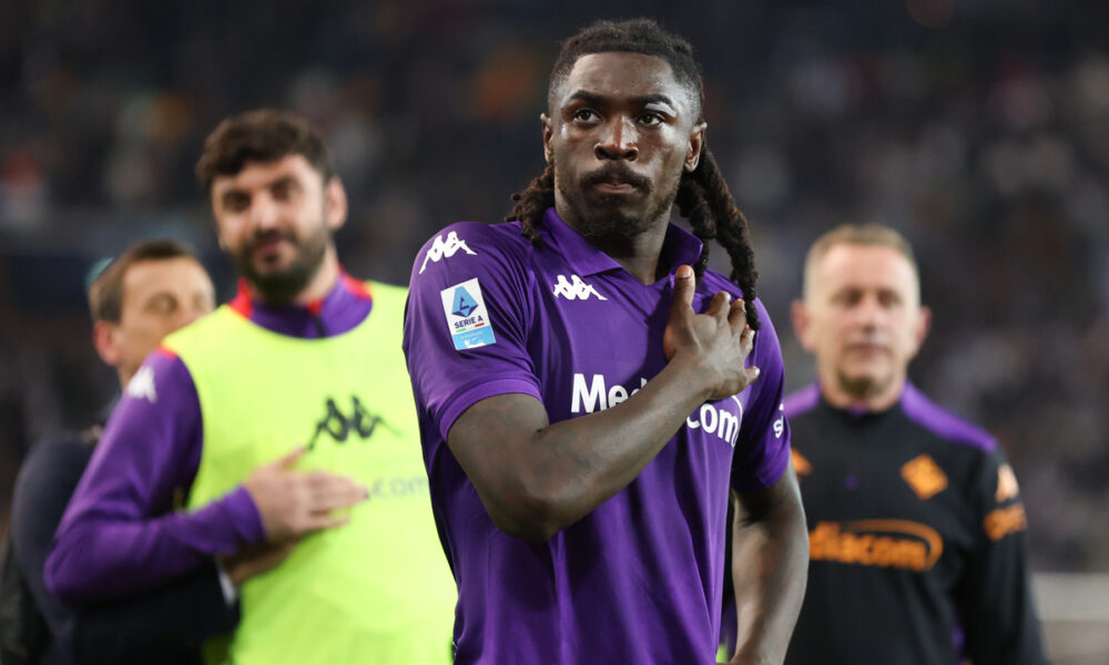 UDINE, ITALY - MAY 25: Moise Kean of Fiorentina at the end of the Serie A match between Udinese and Fiorentina at Stadio Friuli on May 25, 2025 in Udine, Italy. (Photo by Timothy Rogers/Getty Images)