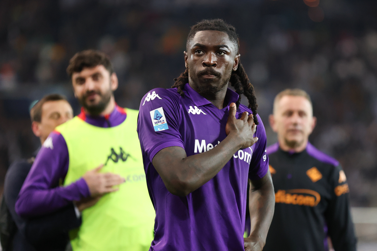 UDINE, ITALY - MAY 25: Moise Kean of Fiorentina at the end of the Serie A match between Udinese and Fiorentina at Stadio Friuli on May 25, 2025 in Udine, Italy. (Photo by Timothy Rogers/Getty Images)