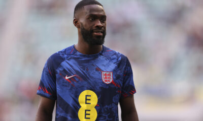 WROCLAW, POLAND - SEPTEMBER 09: Fikayo Tomori of England looks on during the warm up prior to the UEFA EURO 2024 European qualifier match between Ukraine and England at Stadion Wroclaw on September 09, 2023 in Wroclaw, Poland. (Photo by Maja Hitij/Getty Images)