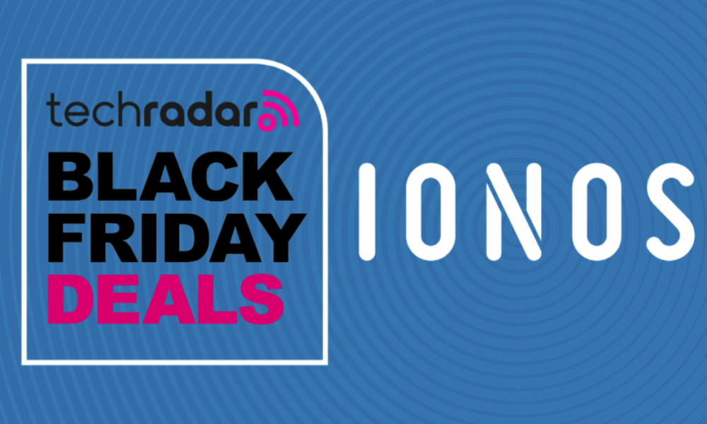 The Ionos logo on a blue background next to a TechRadar symbol that reads &#039;Black Friday deals