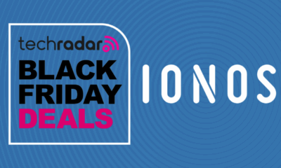 The Ionos logo on a blue background next to a TechRadar symbol that reads &#039;Black Friday deals