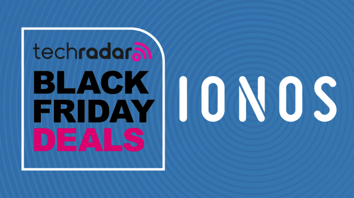 The Ionos logo on a blue background next to a TechRadar symbol that reads &#039;Black Friday deals