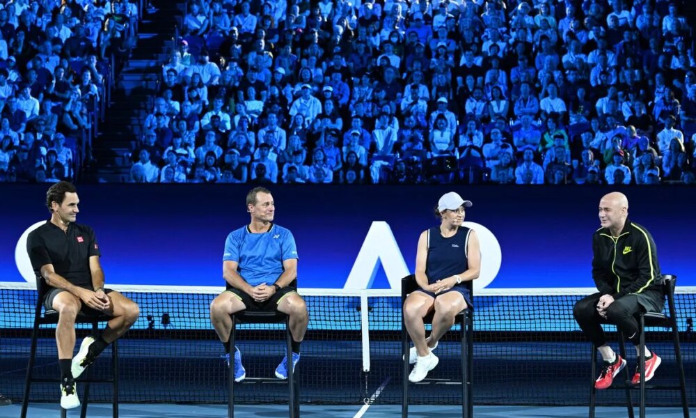 Roger Federer, Leyton Hewitt, Ash Barty and Andre Agassi