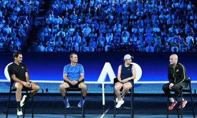 Roger Federer, Leyton Hewitt, Ash Barty and Andre Agassi