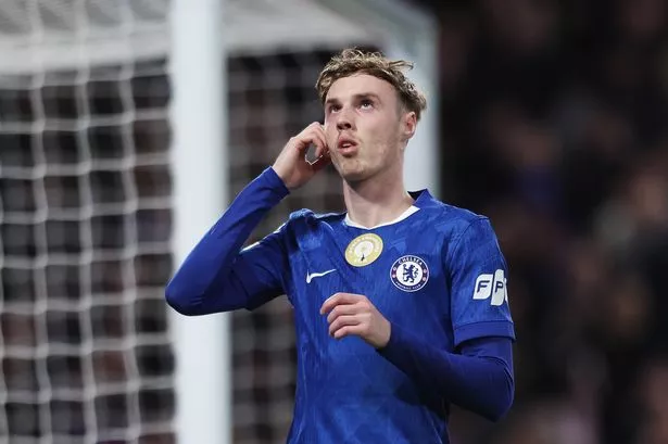 Cole Palmer celebrates a goal for Chelsea.