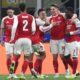 Arsenal players celebrate