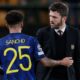 Jadon Sancho of Manchester United, coach Michael Carrick of Manchester United  during the UEFA Champions League  match between Villarreal v Manchester United at the Estadio de la Ceramica on November 23, 2021 in Castellon Spain.
