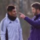 Head Coach Michael Carrick, Casemiro of Manchester United in action during a first team training session at Carrington Training Ground on January 14, 2026 in Manchester, England