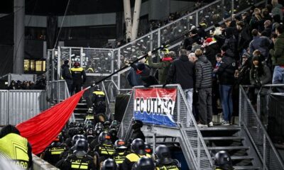 Dutch police pictured ahead of the Europa League clash between FC Utrecht and KRC Genk.
