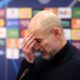 BODO, NORWAY - JANUARY 20: Pep Guardiola, Manager of Manchester City, reacts as he speaks to the media in a post match press conference after the UEFA Champions League 2025/26 League Phase MD7 match between FK Bodo/Glimt and Manchester City at Aspmyra Stadion on January 20, 2026 in Bodo, Norway. (Photo by Michael Regan - UEFA/UEFA via Getty Images)