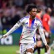 LYON, FRANCE - APRIL 26: Malick Fofana of Olympique Lyon celebrates his goal during the Ligue 1 McDonald's match between Olympique Lyonnais and Stade Rennais FC 1901 at Parc Olympique Lyonnais on April 26, 2025 in Lyon, France. (Photo by Eurasia Sport Images/Getty Images)