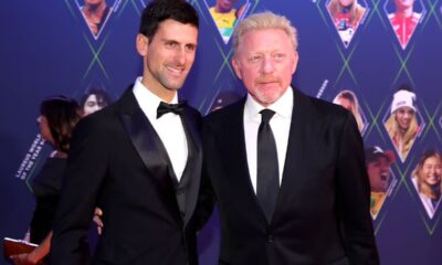 MONACO, MONACO - FEBRUARY 18:  Laureus World Sportsman of The Year 2019 Nominee Novak Djokovic (L) and Laureus Academy Member Boris Becker pose together during the 2019 Laureus World Sports Awards on February 18, 2019 in Monaco, Monaco. (Photo by Alexander Hassenstein/Getty Images for Laureus)