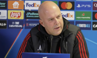 Arne Slot speaking in a Liverpool press conference