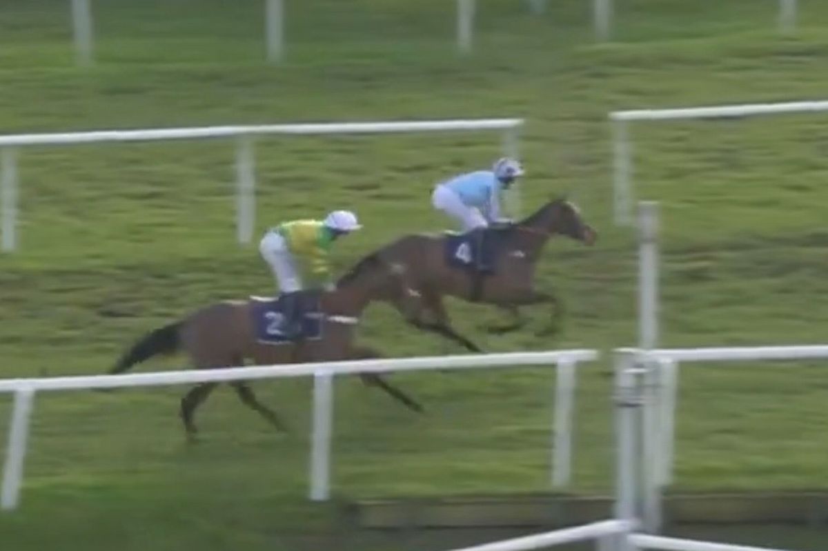 Manganese finished ahead of Manlaga, a horse carrying the JP McManus silks