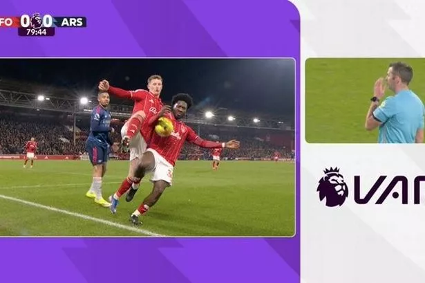 Arsenal's handball VAR explanation against Nottingham Forest.
