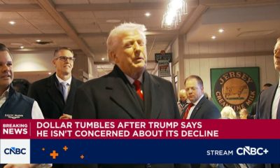 U.S. Dollar tumbles after Pres. Trump says he isn't concerned about its decline