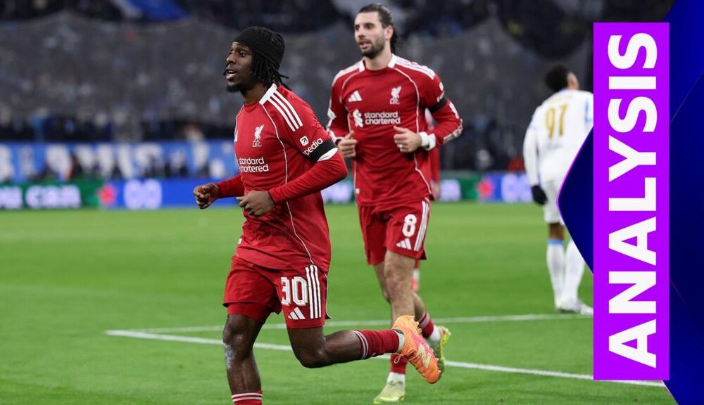 Dominik Szoboszlai and Jeremie Frimpong run on the pitch in red Liverpool kit