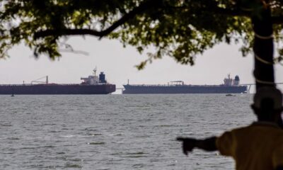 Two crude-oil tankers anchored on Lake Maracaibo, Venezuela, last month.