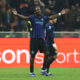 MILAN, ITALY - JANUARY 04: Marcus Thuram of FC Internazionale Milano celebrates scoring his team