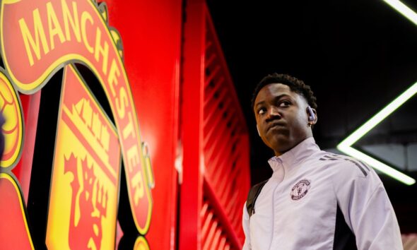 Kobbie Mainoo arrives at Old Trafford