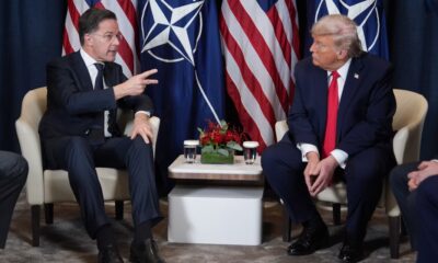 President Trump, right, met with NATO Secretary-General Mark Rutte at the World Economic Forum in Davos, Switzerland, Wednesday.