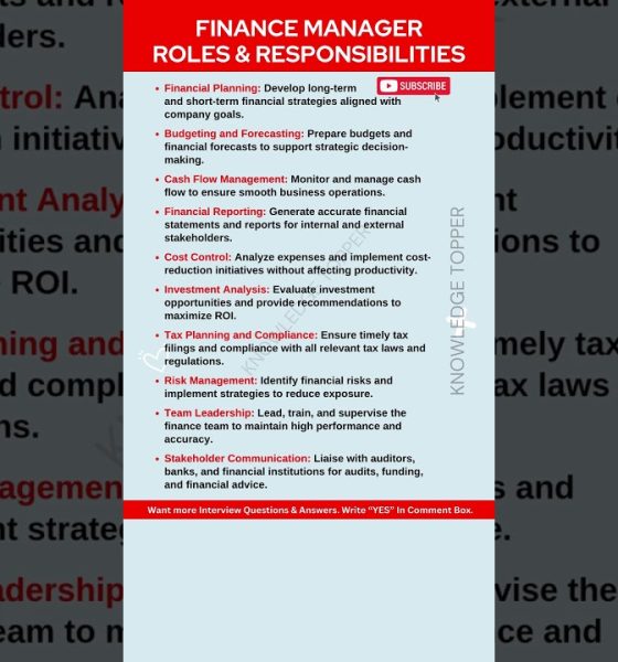 Finance Manager Roles and Responsibilities - Role of a Financial Manager