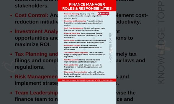 Finance Manager Roles and Responsibilities - Role of a Financial Manager