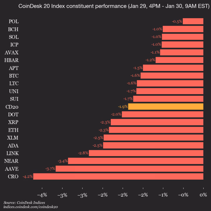 9am CoinDesk 20 Update for 2026-01-30: vertical
