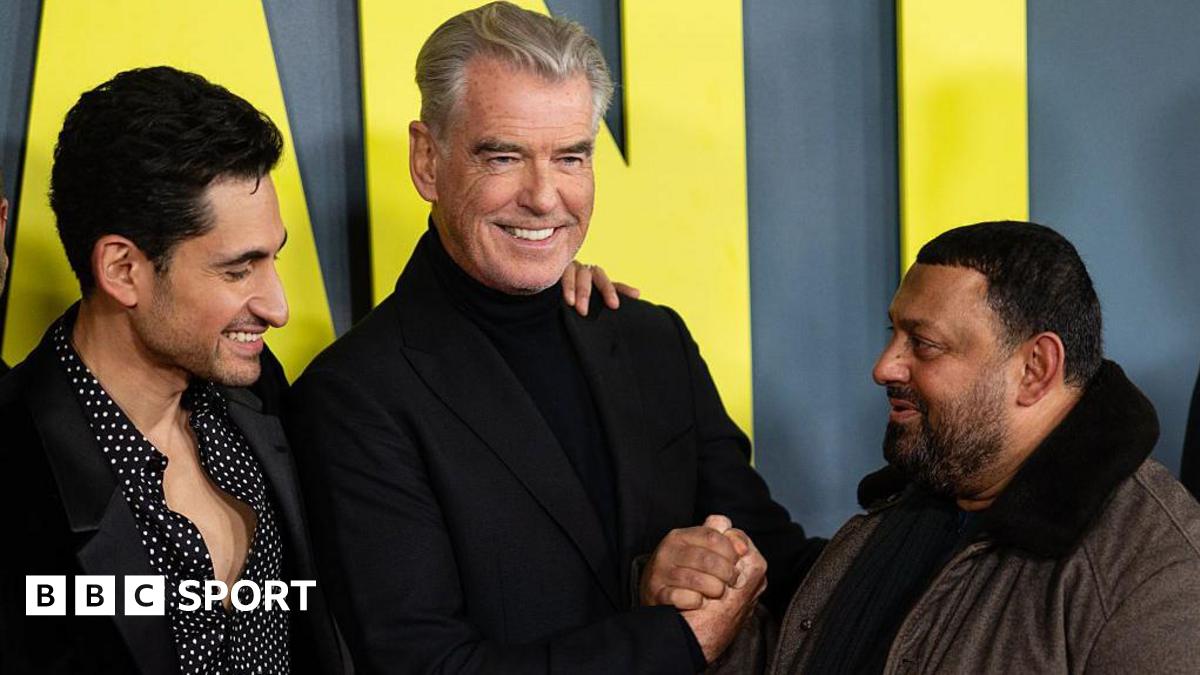 Amir El-Masry, Pierce Brosnan and Prince Naseem Hamed attend the "Giant" UK Gala Screening
