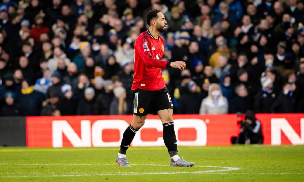 Matheus Cunha reacts to Leeds 1 Man Utd 1 on 4 January 2026