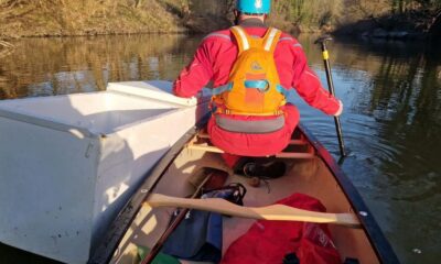 Canoeists fish fly-tipped fridge freezer from River Wear